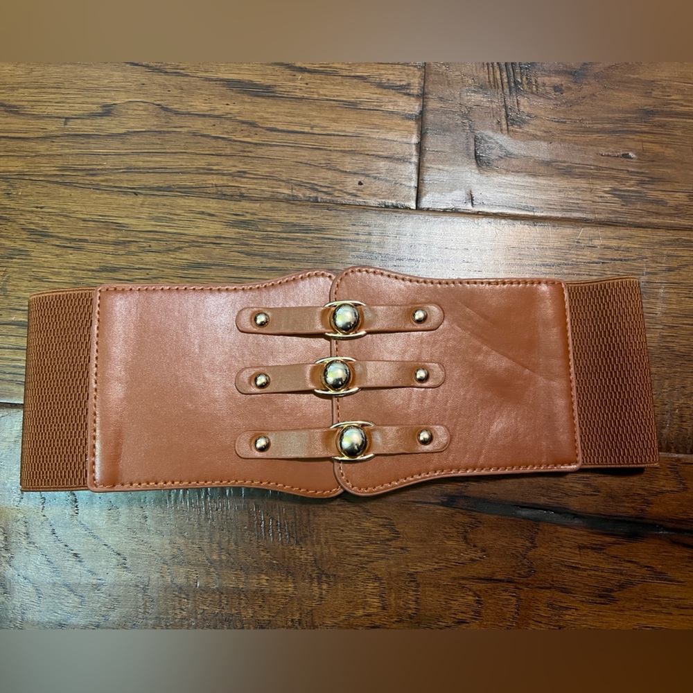 Anything bling boutique Brown corset belt with gold details and snaps